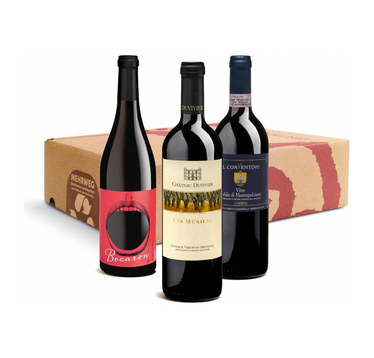 Geschenk-DegustierService exklusiver Rotwein (je 3 Fl.) Total 4 Pakete mit 12 Weinen, Dauer 1 Jahr, Bio