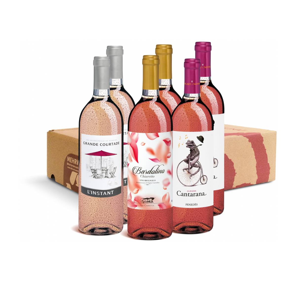 DegustierService Geschenk Roséwein Doppel (je 3 x 2 Fl. Jeweils im Frühling und Sommer ein Paket, Bio