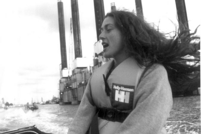 Monika Griefahn Anfang der 80er Jahre bei einer Greenpeace-Aktion …